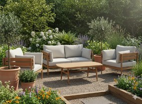 Garden Line Hliníkový nábytkový set „PODGORICA“ (pohovka + 2 kreslá + stôl) hnedá + béžové vankúše