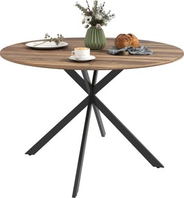 HOMCOM Okrúhly jedálenský stôl pre 4 osoby, priemyselný kuchynský stôl s oceľovým rámom Ø120x75 cm Tmavohnedý | Aosom