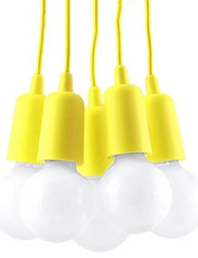 Závesné svietidlo Diego 5, žlté telo svietidla