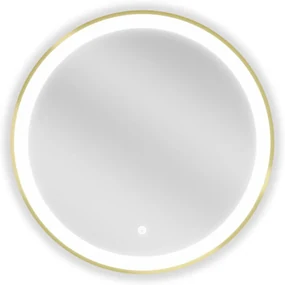 Mexen Esso, okrúhle LED podsvietené kúpeľňové zrkadlo 60 cm, 6000K, vykurovacia podložka proti zahmlievaniu, zlatý rám, 9825-060-060-611-50