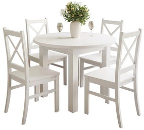 JEDÁLENSKÝ SET LORENA STÔL + 4 STOLIČKY BIELY 100 / 140 cm