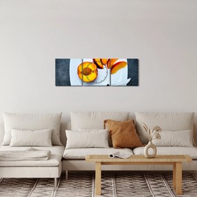 Obraz broskyne (s hodinami) (90x30 cm)
