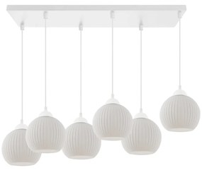 Závesné svietidlo Riffle Round, 6x biele sklenené tienidlo, w