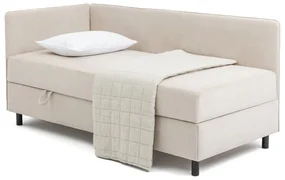 Béžová čalúnená jednolôžková posteľ s úložným priestorom s matracom 120x200 cm Avela – Bonami Selection