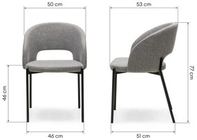 Velurová židle Jazz 50 cm šedé/černé