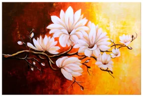Gario Ručne maľovaný obraz Farebné magnólie Rozmery: 100 x 70 cm