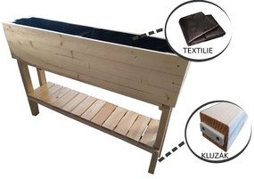 Vyvýšený záhon na nožičkách 124×26×87 cm s policou