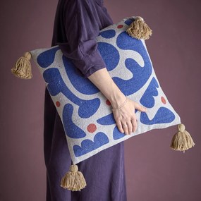 Bloomingville Vankúš z recyklovanej bavlny Eviaya Blue 45x45