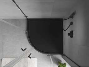 Mexen Flow, štvrťkruhová sprchová vanička slim 90 x 90 cm, čierna matná - 46Q709090