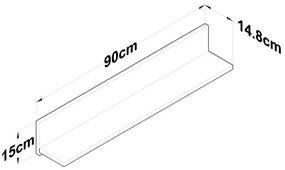 Nástenná polica RANI 90x15 cm hnedá