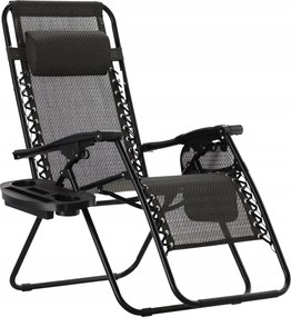 CH Záhradné skladacie relaxačné kreslo Zero II – čierna