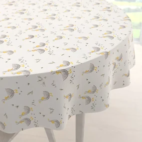 Biante Detský bavlnený okrúhly obrus Sandra SA-585 Sivé husičky na bielom Ø 80 cm