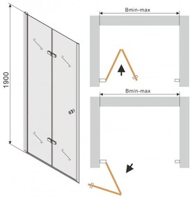 Sprchové dvere skladané MEXEN LIMA transparentné, 120 cm