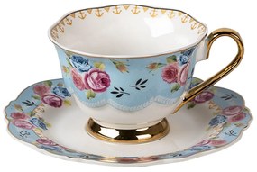 Porcelánová šálka s podšálkou Blue Garden II - 12*9*7 / Ø 15*2 cm / 160 ml