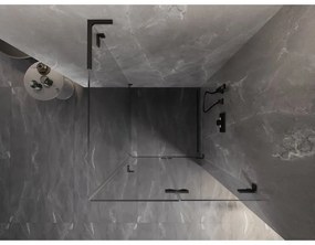 Mexen Lunar-F L, sklápací sprchový kút pravý 80 x 80 cm, 8mm číre sklo, čierny profil, 836L-080-080-70-00-P