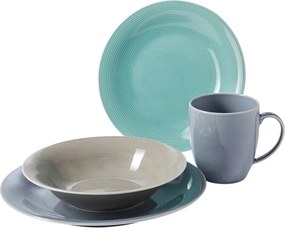 Jedálenský servis (24 dielov) Jive, šedá/modrá/mentolová