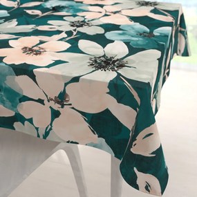 Biante Zamatový štvorcový obrus Tamara TMR-027 Veľké kvety na tmavo zelenom 100x100 cm