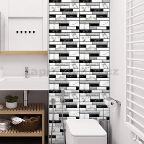 Samolepiace PVC 3D panely TPWP509, cena za kus, rozmer 30 x 30 cm, sivo-čierny obklad, IMPOL TRADE