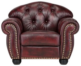 furniture-nabytek.cz - Masívne kreslo Chesterfield Hereford z pravej kože, červené – 112×96×94 cm