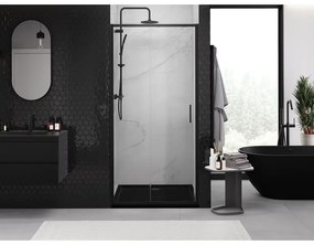 Mexen Exo, posuvné dvere do otvoru 105x200 cm, 6mm číre sklo, čierny profil, 8151-105-000-70-00