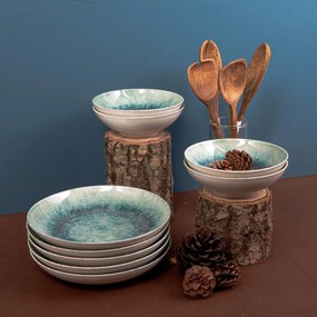 Porcelánová sada 18 ks talířů Blues bílá/modrá