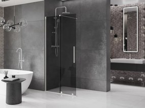 Mexen Velar, sprchová zástena s posuvnými dverami Walk-in 85 x 200 cm, 8mm šedé sklo, brúsená oceľ, 871-085-000-43-97