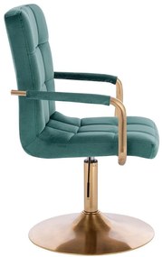 LuxuryForm DESIGN Stolička VERONA GOLD VELUR na zlatom tanieri - zelená