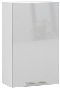 Závěsná kuchyňská skříňka Olivie W 50 cm bílá/metalický lesk
