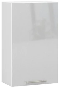 Závěsná kuchyňská skříňka Olivie W 50 cm bílá/metalický lesk