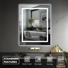 IREDA Kúpeľňové zrkadlo s LED osvetlením, 80 x 60 cm