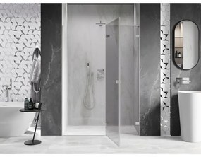 Mexen, Mexen Lunar L sklápacie pravé sprchové dvere 140 cm, transparentné, brúsený nikel - 834L-140-000-97-00-P