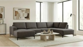 Antracitová ženilková rohová pohovka (pravý roh/do tvaru "U") Fabian – Scandic