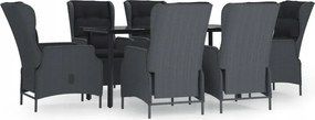 vidaXL 7-dielna sada záhradného nábytku, tmavosivá, polyratan