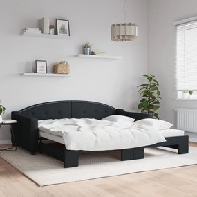 Denná posteľ s rozkladacou posteľou čierna 100x200 cm látka 3197537