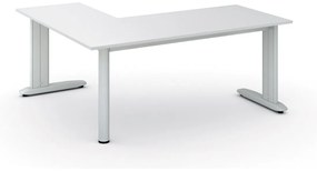 Rohový kancelársky písací stôl PRIMO FLEXIBLE, 1800 x 1600 mm, biela