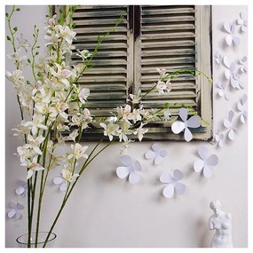 Sada 12 bielych adhezívnych 3D samolepiek Ambiance Flowers
