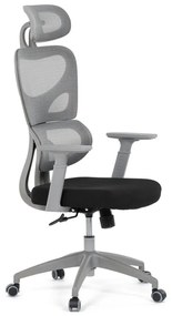 Kancelárska ergonomická stolička GRANT II — sieť, látka, sivá
