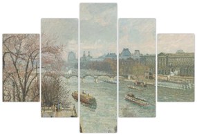 Obraz - Camille Pissarro, The Louvre, Afternoon, Rainy Weather, reprodukcia (150x105 cm)