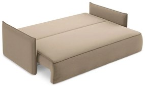 Svetlohnedá zamatová rozkladacia/s úložným priestorom pohovka 225 cm Hula – Makamii