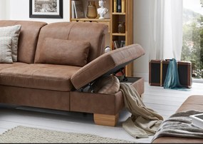 Rohová sedacia súprava Garland, hnedá látka, s funkciami