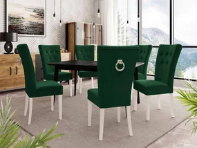 Rozkladací stôl 140x80 so 6 stoličkami ST67, Farby: čierny, Farby: biela, Farby: chrom, Potah: Magic Velvet 2225