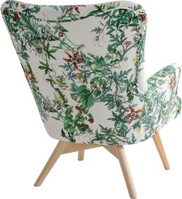 Kreslo Grande s podnožkou, vzor kvety (EDEN 3991104 / prírodné)