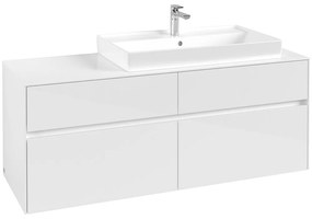 VILLEROY &amp; BOCH Collaro závesná skrinka pod umývadlo na dosku (umývadlo vpravo), 4 zásuvky, 1400 x 500 x 548 mm, Glossy White, C09000DH