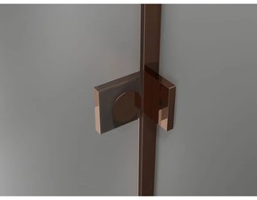 Mexen Lunar, L päťuholníkový sprchový kút naklápací doľava 80 x 90 cm, 8mm číre sklo, profil ružové zlato, 831L-080L-090P-60-00-L