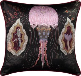 Obliečka na vankúš Cosmic Jellyfish 60x60, čierno-ružová