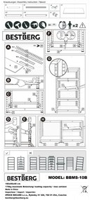 Kovový regál BestBerg BBMS-10B / 90 x 180 x 40 cm / 5 políc / čierna / hnedá