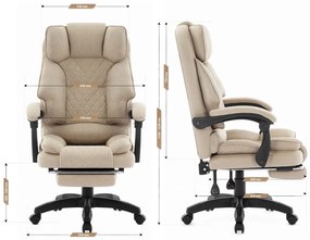 Ergonomická kancelárska stolička HC-1031 s podnožkou - béžová