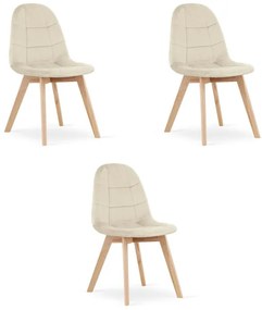Set troch jedálenských stoličiek BORA zamatové béžové (3ks)
