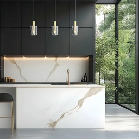 Luster na lanku ARCADIA 1xE27/60W/230V pr. 13 cm zlatá/dymová