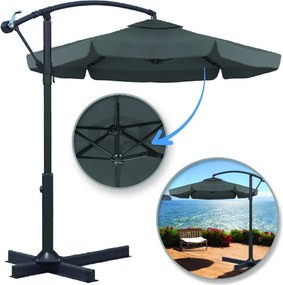 Záhradný skladací slnečník ARCADIA 300 cm, sivý
